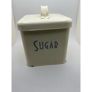 Vintage white metal SUGAR tin with aged look